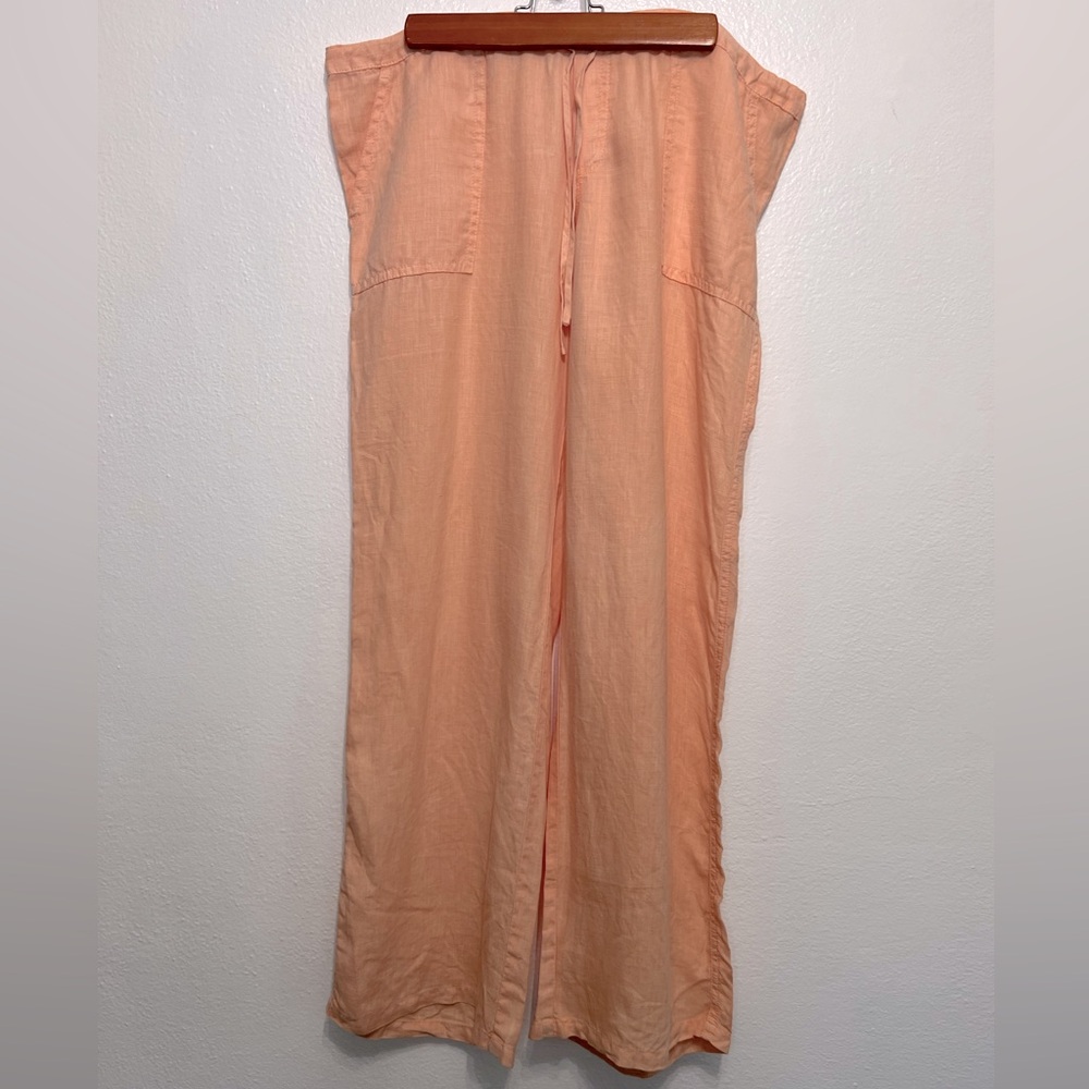 Victoria’s Secret Peach Linen Drawstring Wide Leg Pants Size 8‎